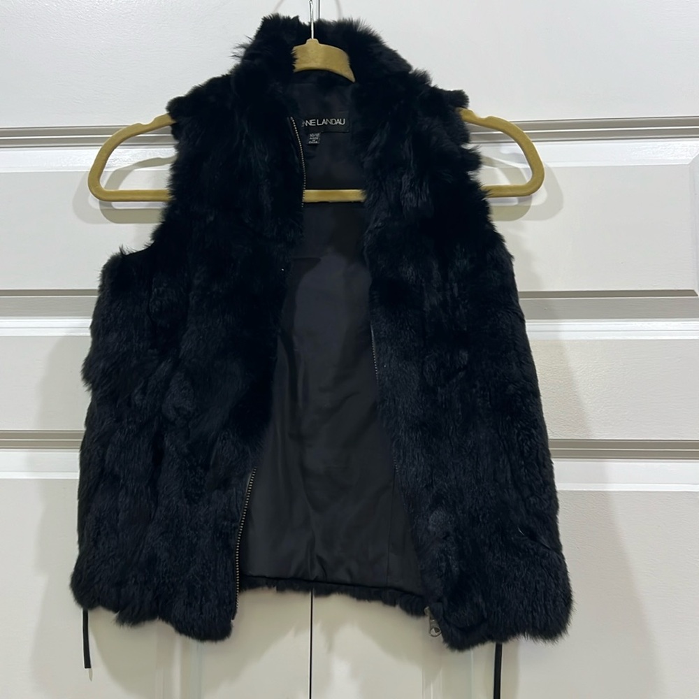 Adrienne Landau real rabbit fur vest